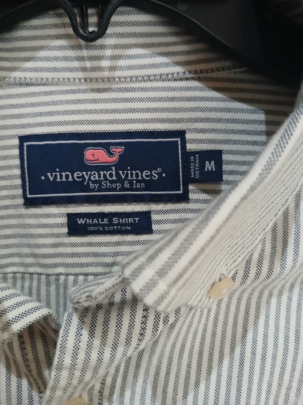 Vineyard Vines Men’s White and Blue Striped Button-Down Shirt Size M Preppy